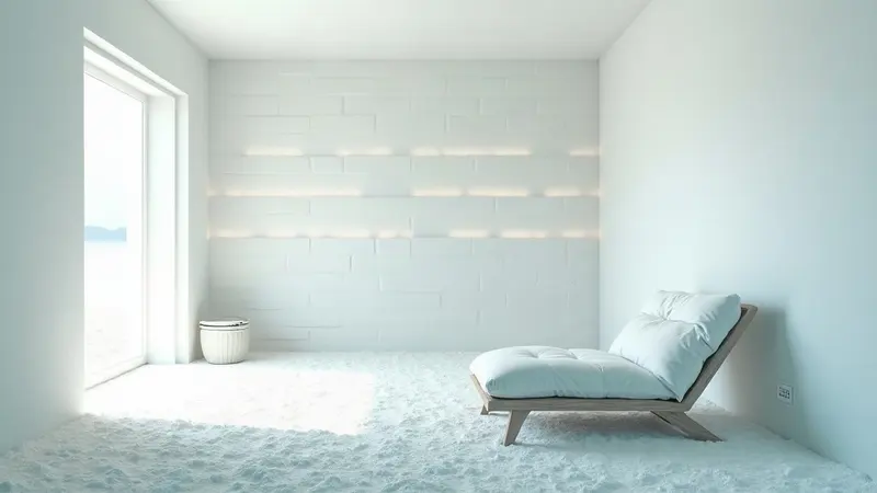 The Coastline salt room: recliners facing a glowing wall of Himalayan salt bricks